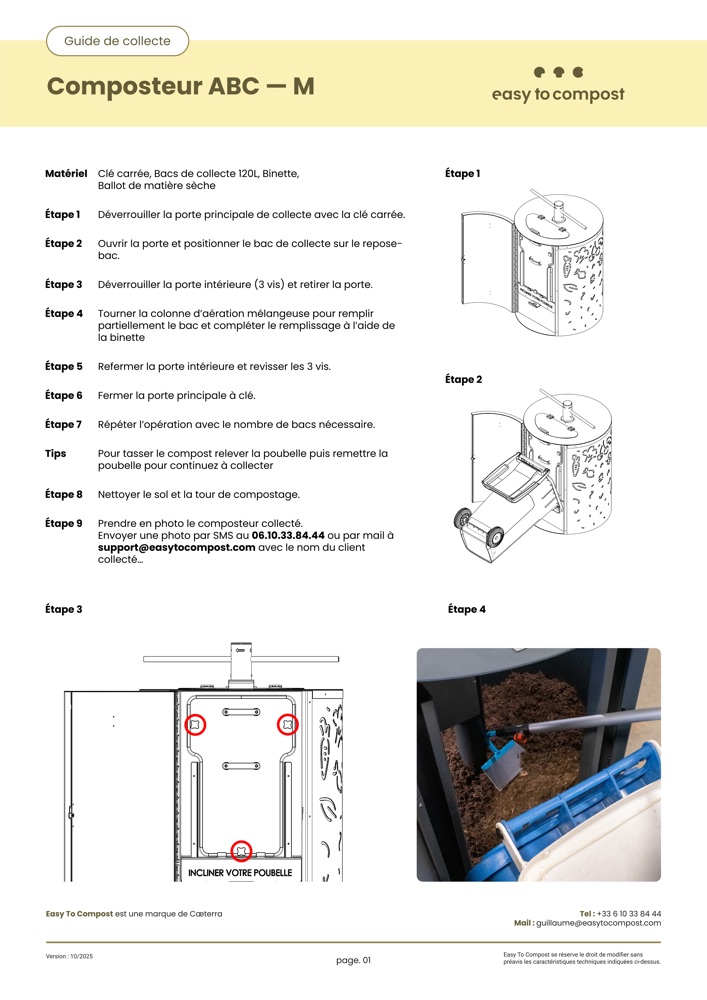 Aper&ccedil;u du guide de collecte du composteur ABC&nbsp;: les neuf &eacute;tapes illustr&eacute;es