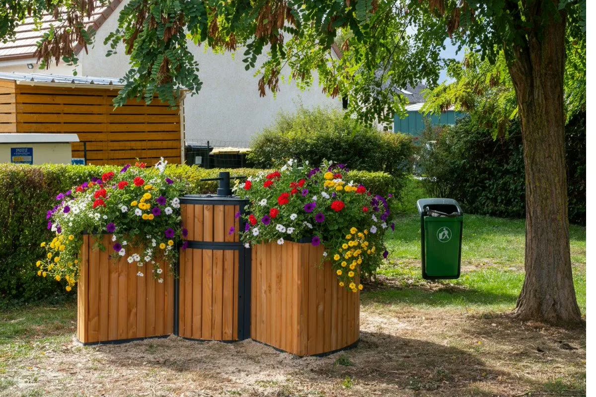 Garten-Komposter mit seinem bepflanzten Ring
